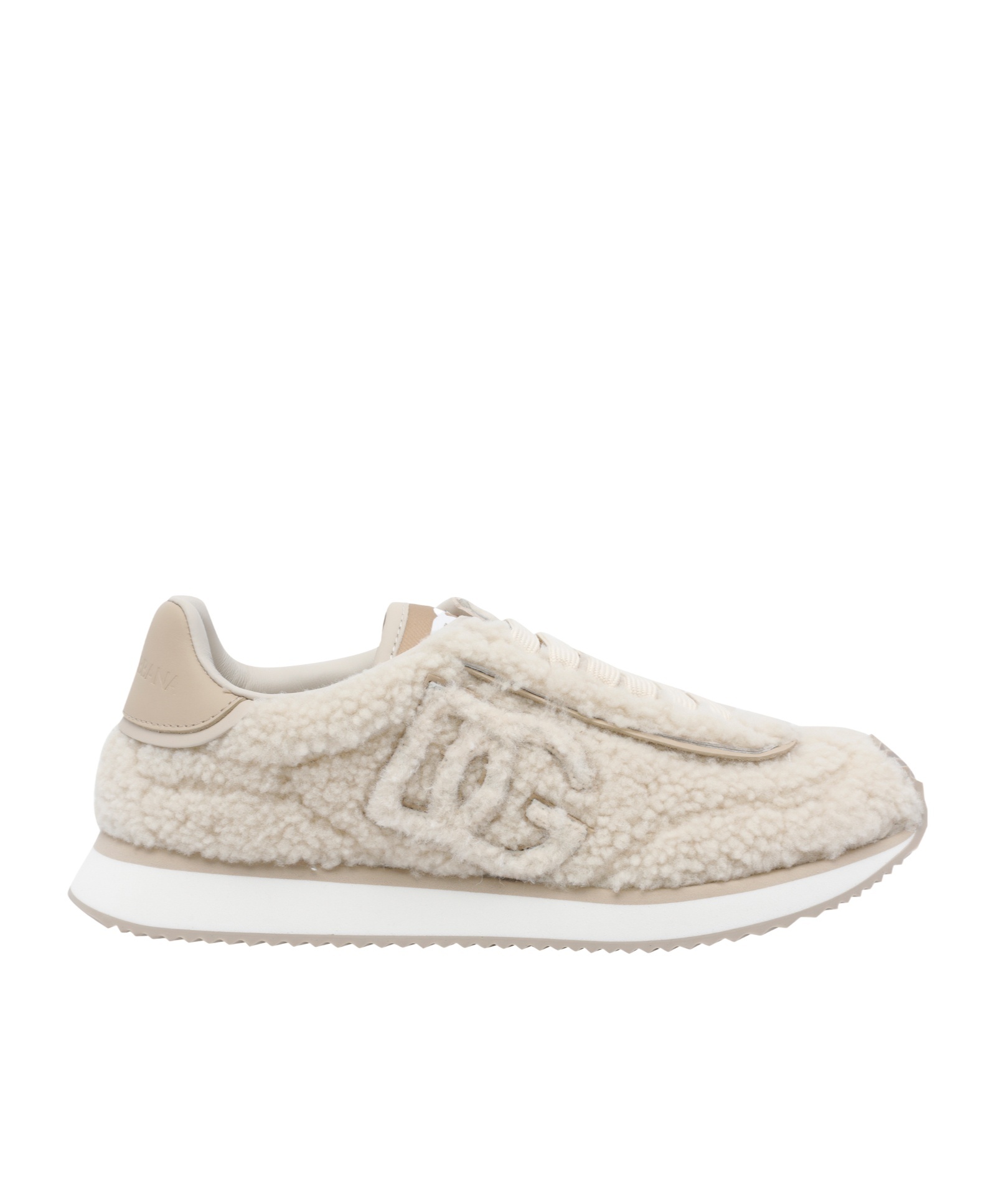Dolce & Gabbana Dg Cushion Sheepskin Sneakers In Neutral