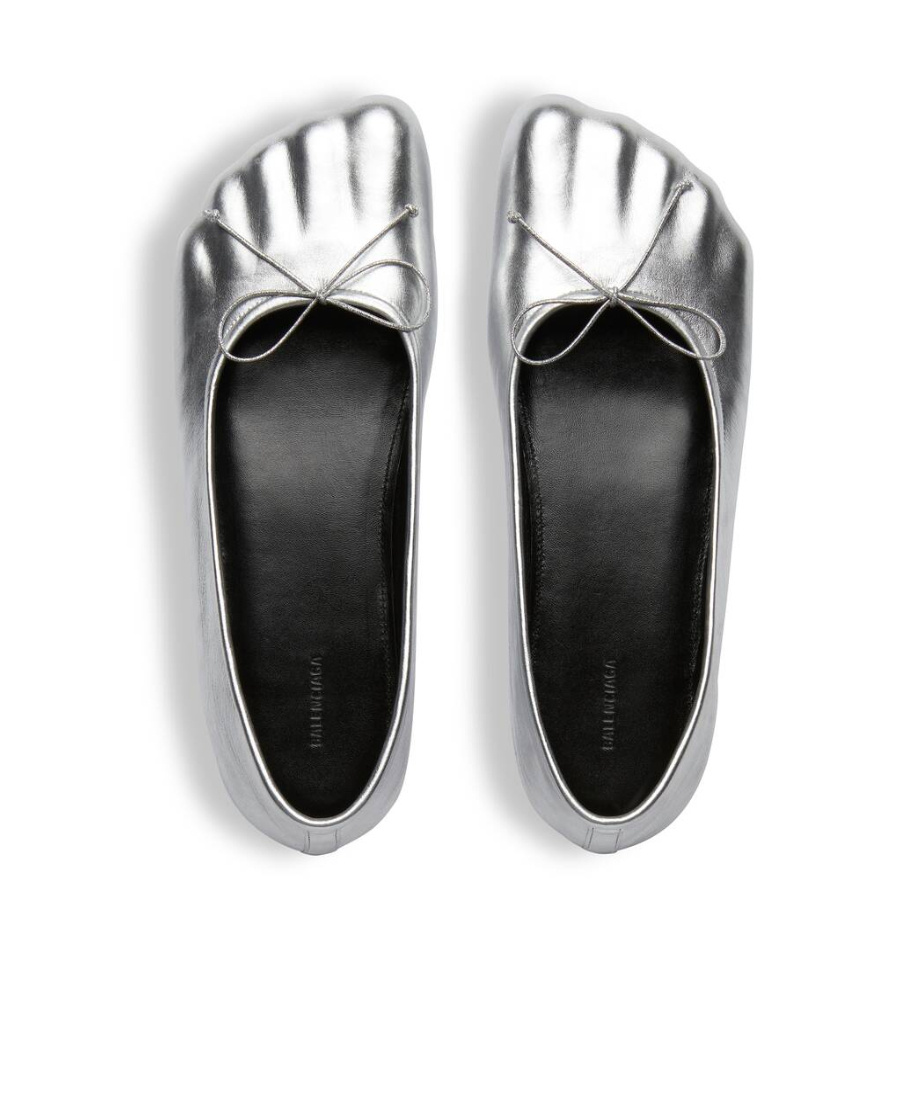 Balenciaga Fetish Moulded Leather Ballerina Shoes In Gray
