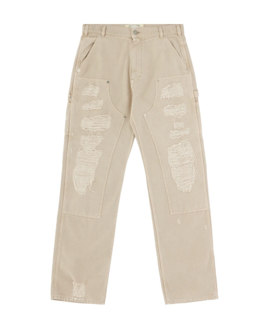 Alyx Destroyed Canvas Ripped Carpenter Trousers In Nude