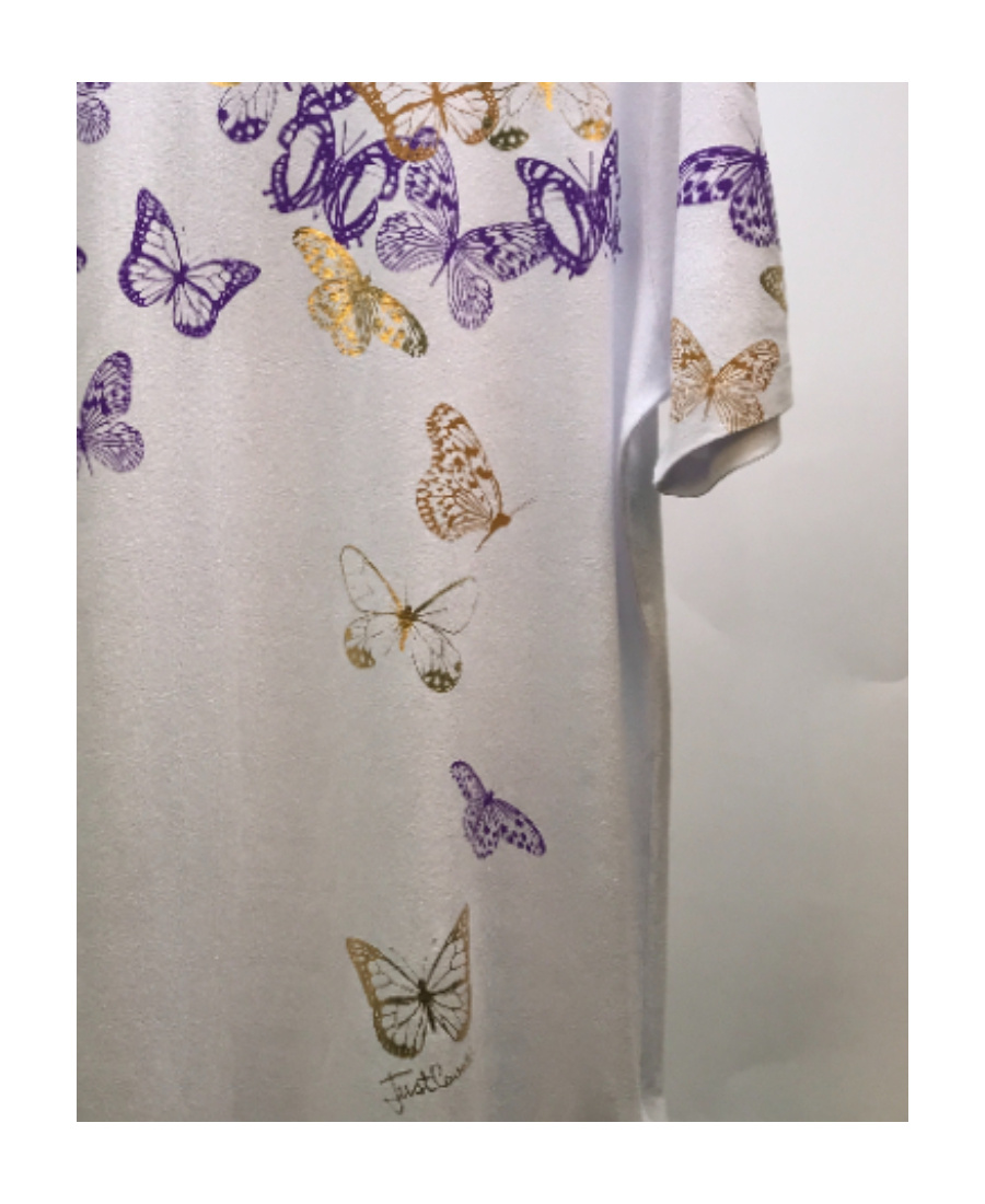 JUST CAVALLI BUTTERFLY PRINTED T-SHIRT WITH ROUND NECK