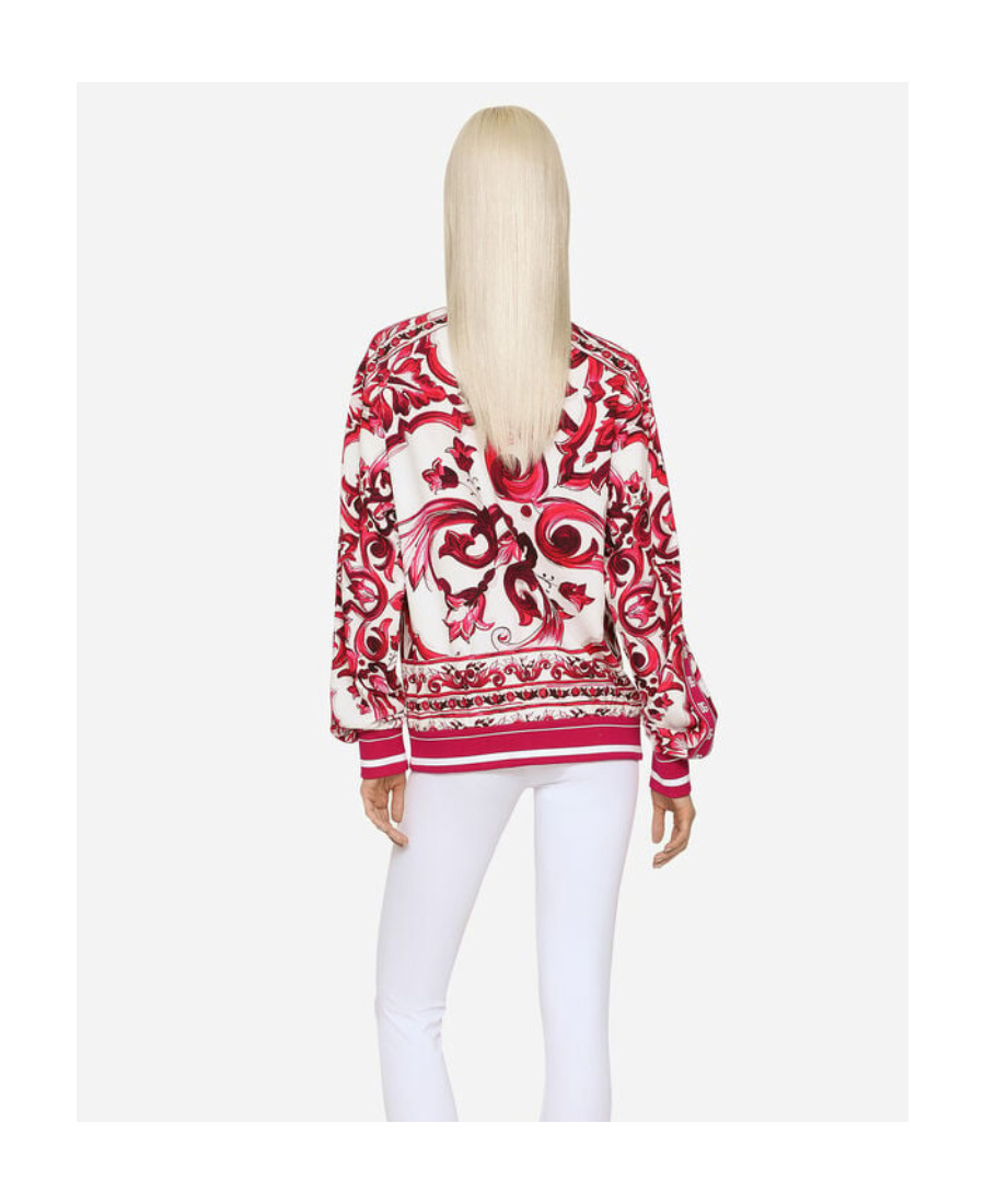 Dolce & Gabbana Majolica-print Bomber Jacket In Red