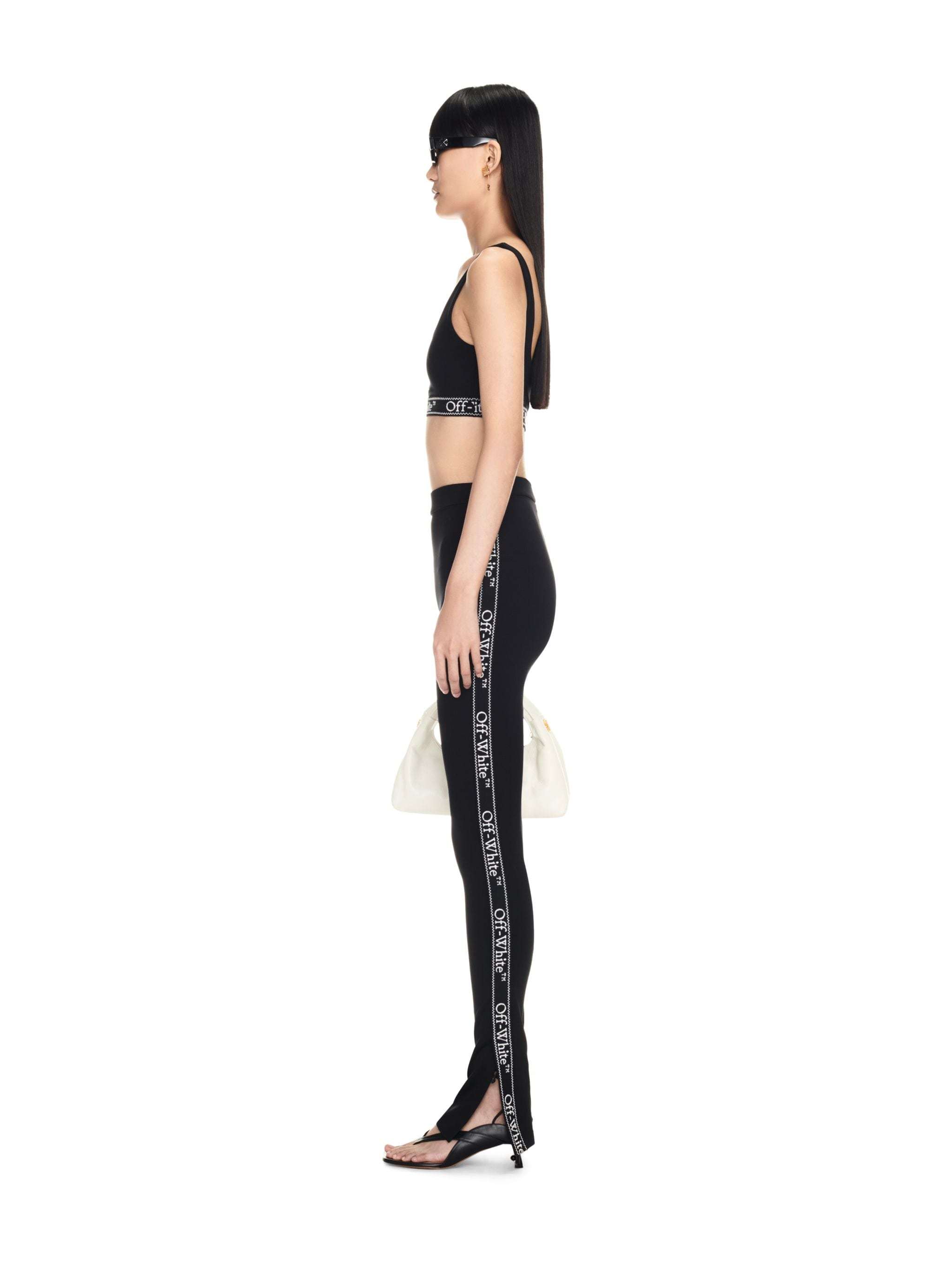Off-white Logo-tape High-waist Leggings In Black