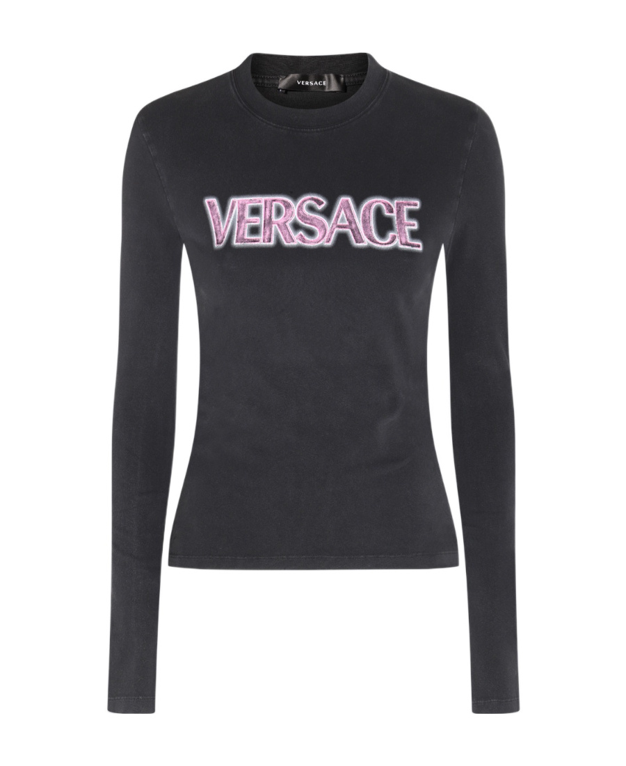 Versace Logo-print T-shirt In Black