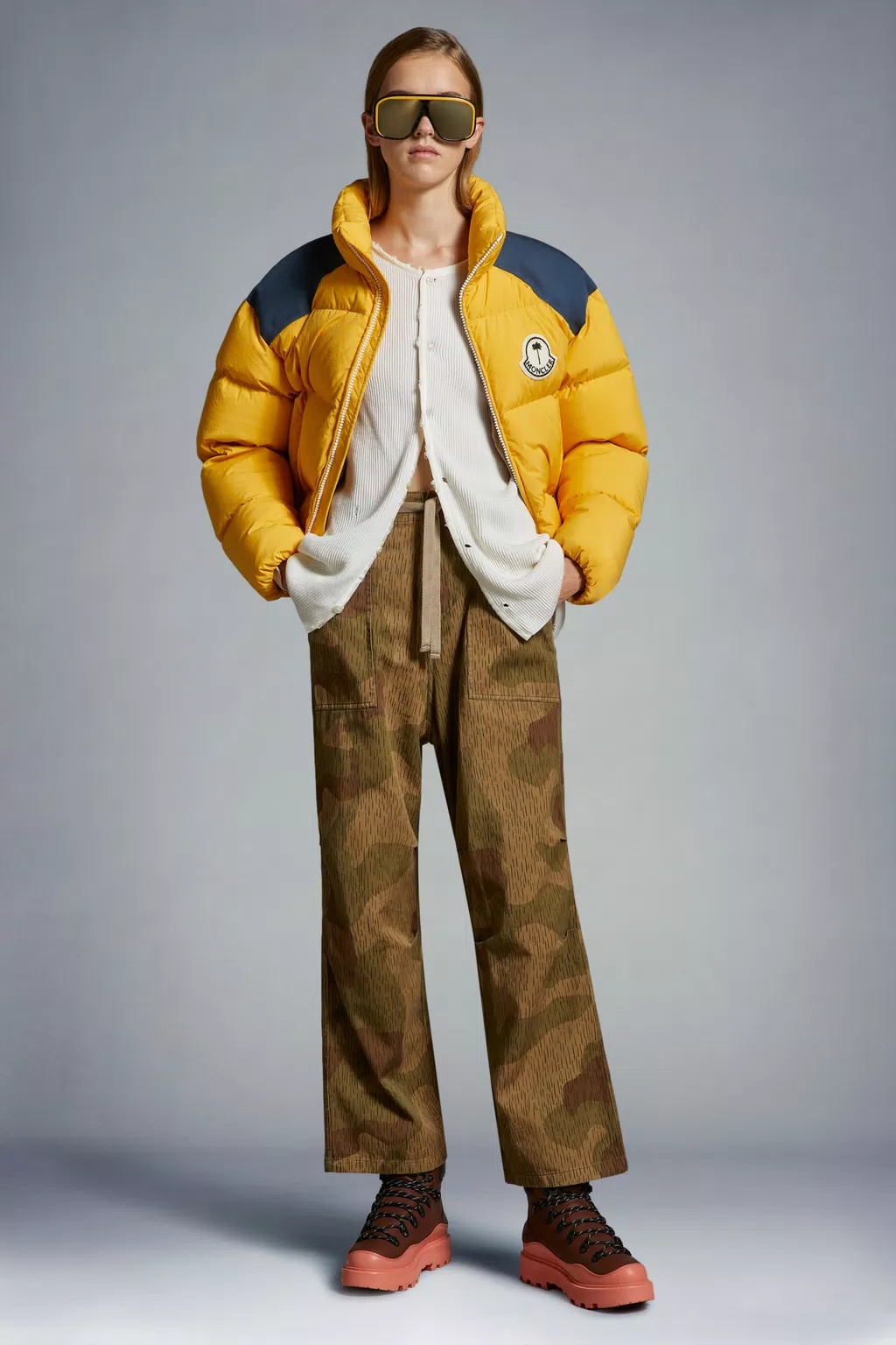 Moncler Nevis Short Down Jacket Yellow In Yellow