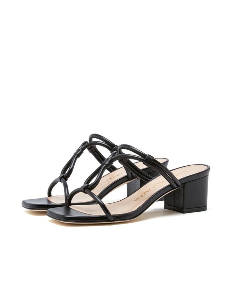 Stuart Weitzman Black Thick-heeled Sandals In Black