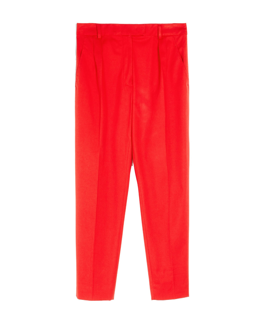 Max Mara Stretch Cotton Gabardine Pipe Pants In Red