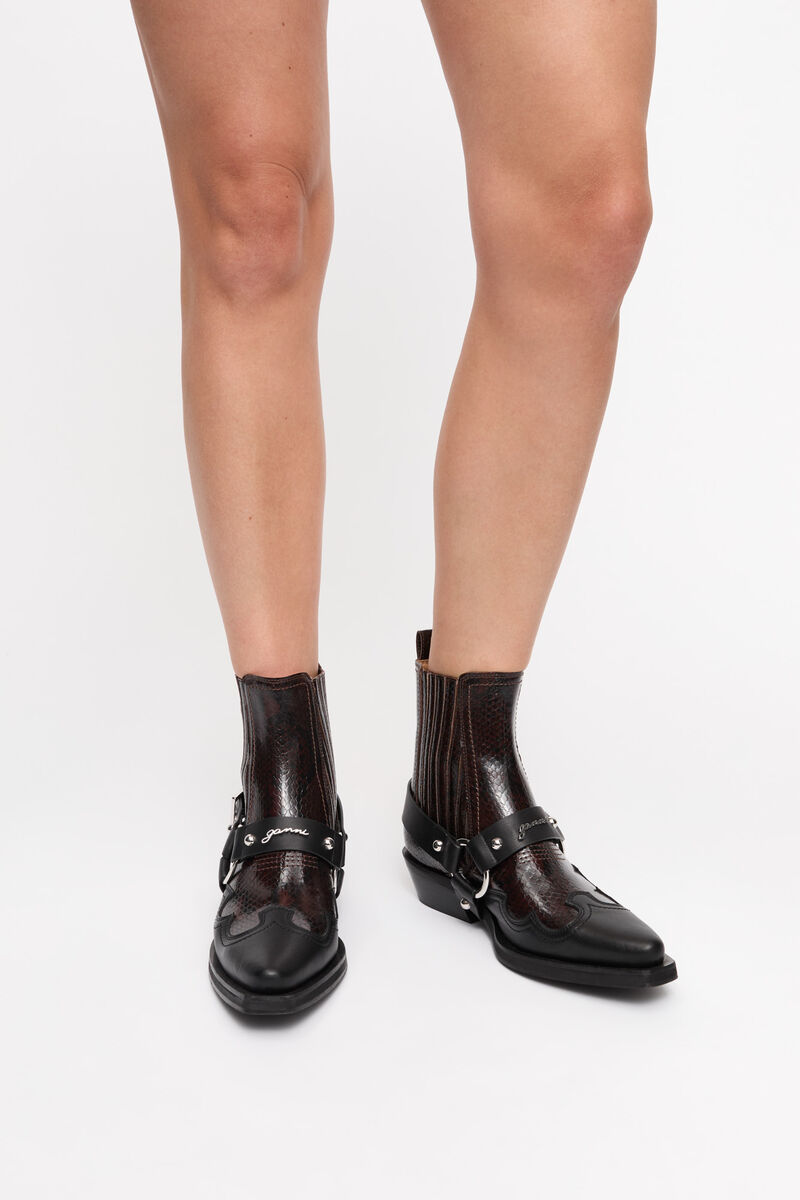 Ganni Chelsea Western Boots In Black