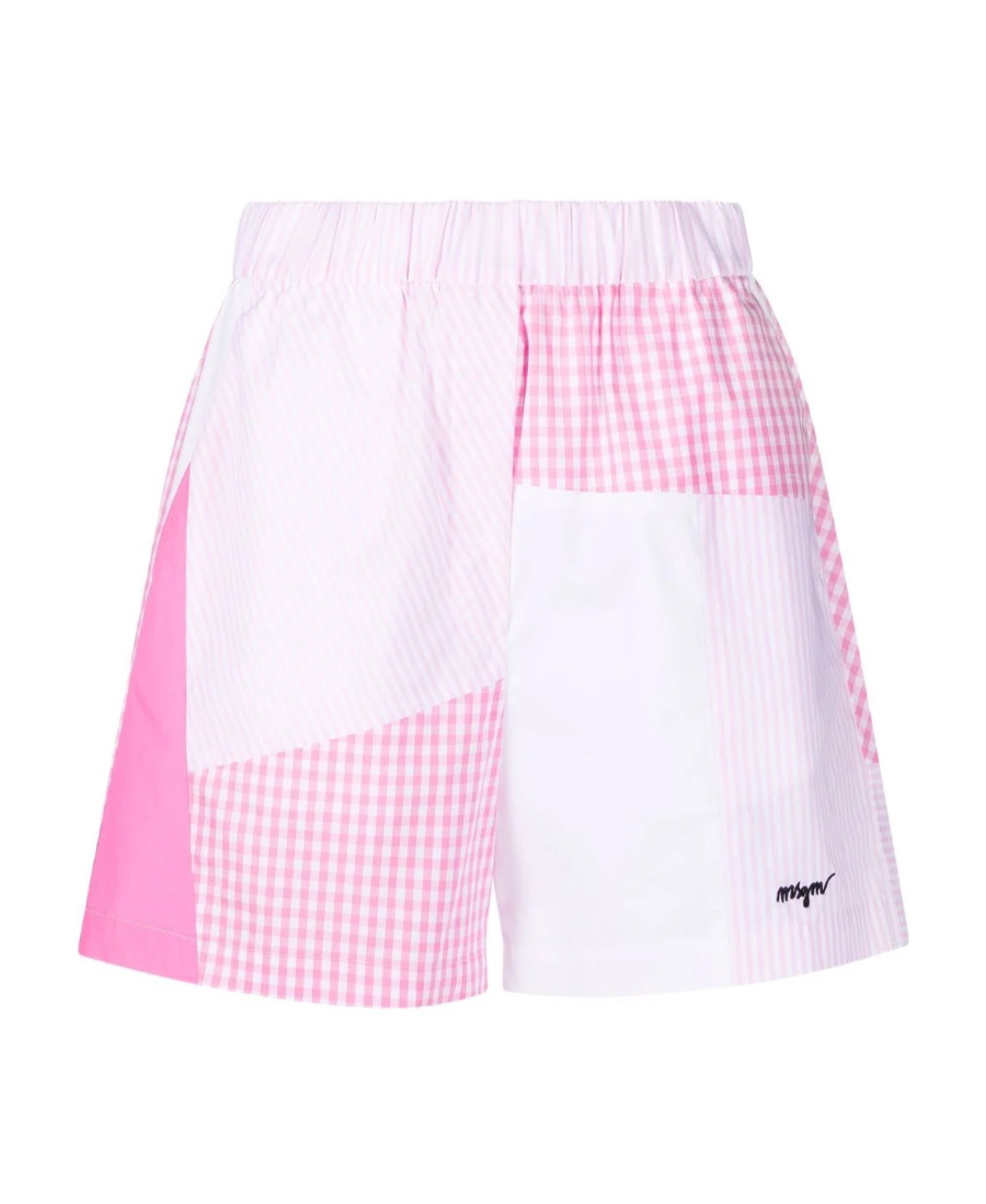 Msgm Multi-print Patchwork Track Shorts In Pink
