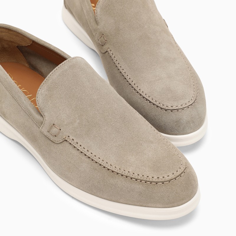 Doucal's Suede Leather Moccasin In Sand Color In Nude
