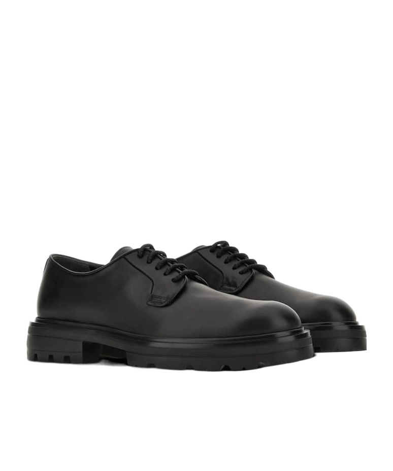 Hogan Chunky Sole Round Toe Derby Shoes In Black