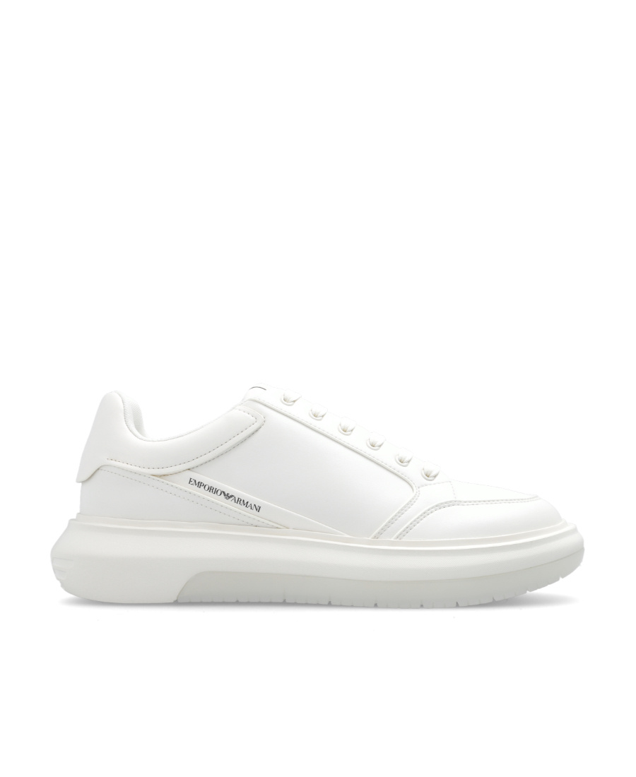 Emporio Armani Low-top Leather Sneakers In White