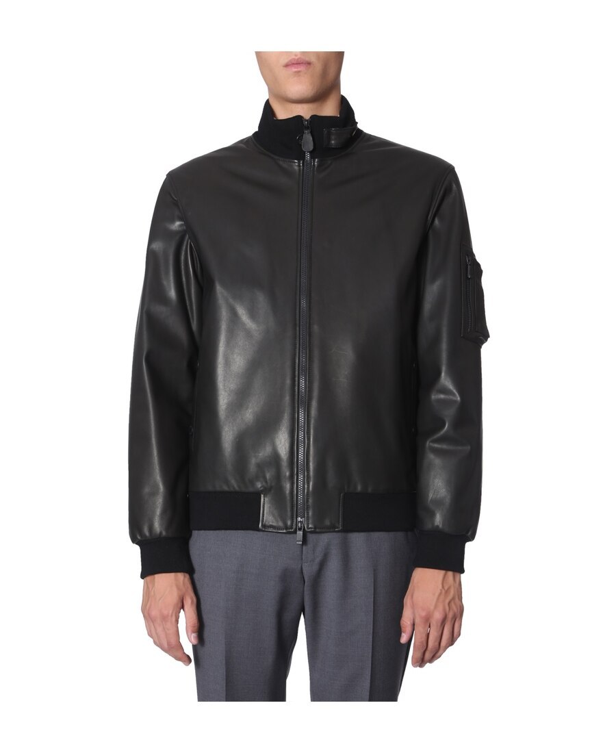 Shop Zegna Pilot Leather Jacket In Black