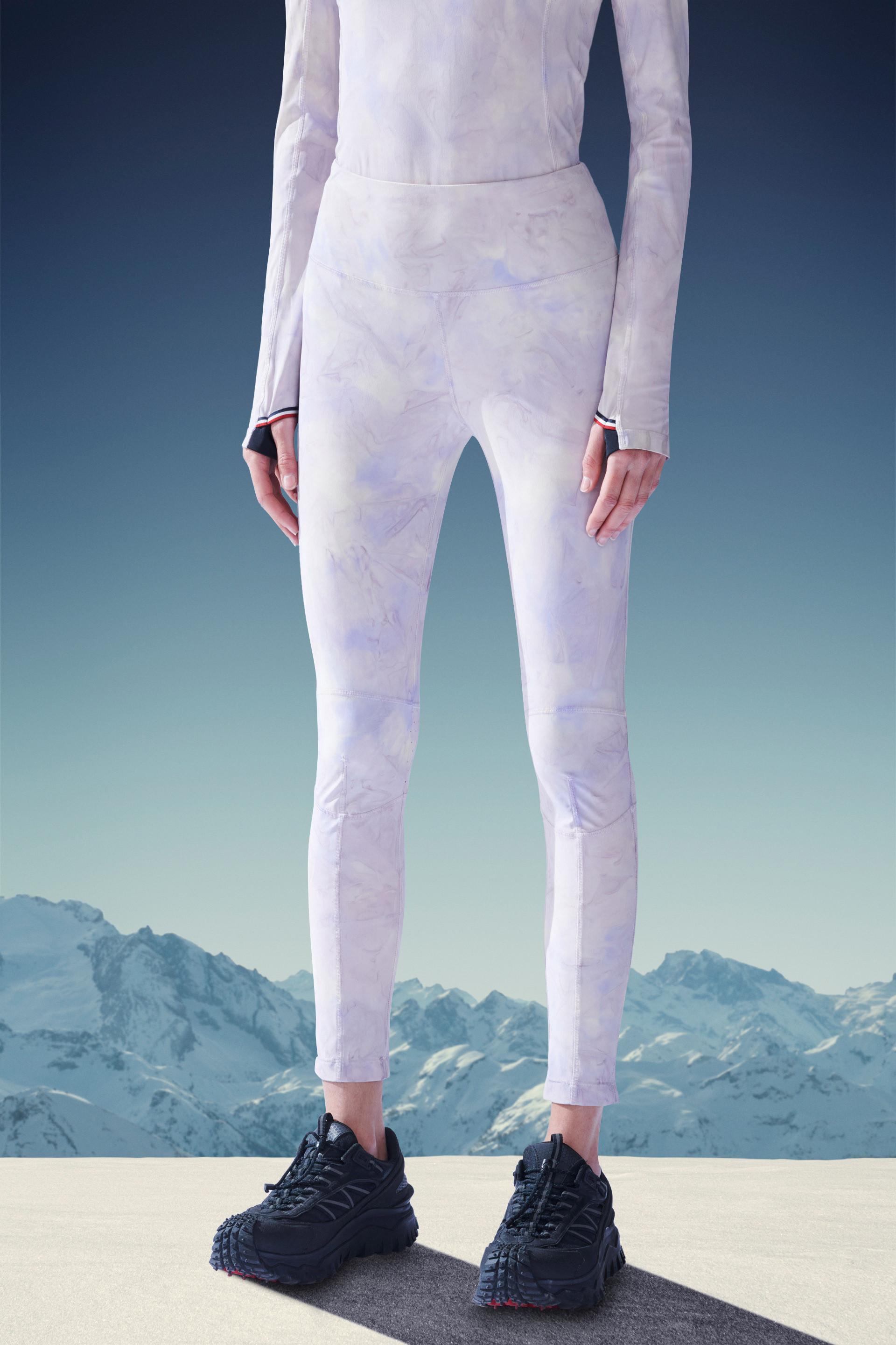 Shop Moncler Jersey Leggings In Gray