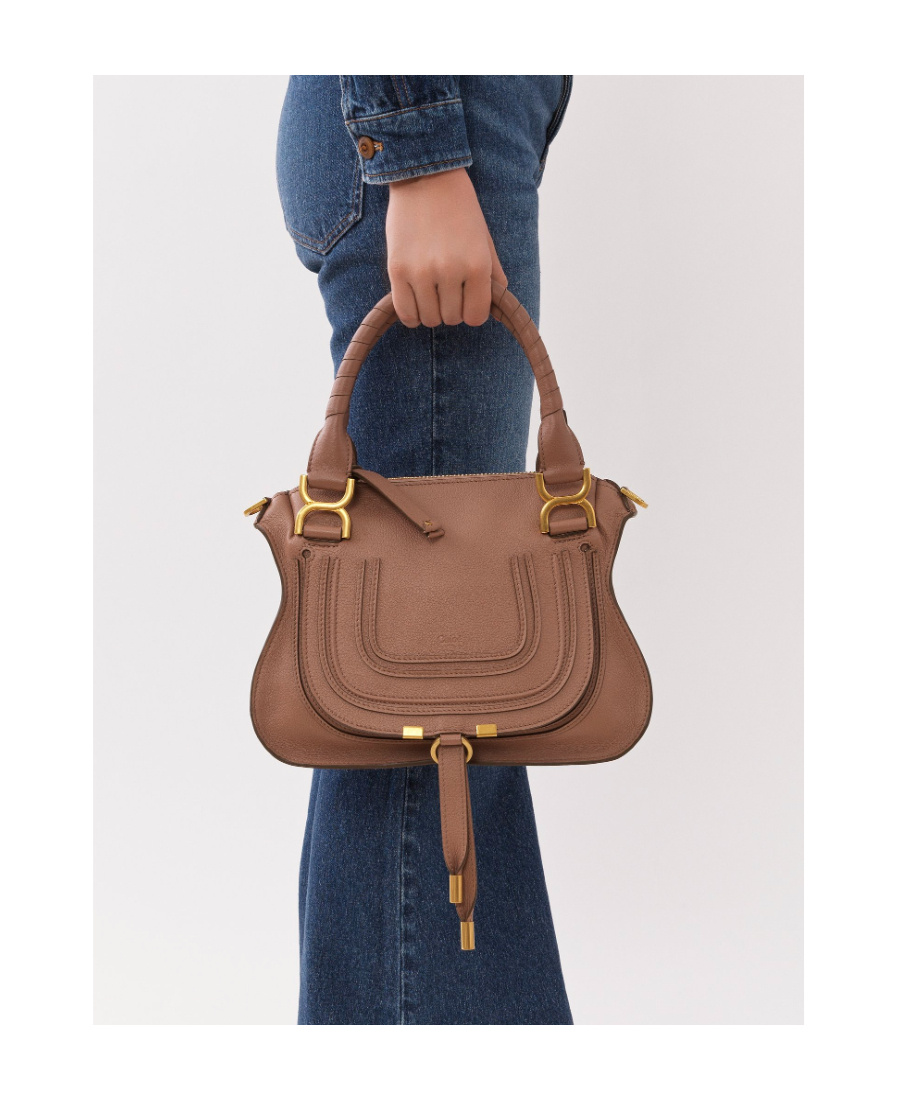 Chloé Marcie Medium Textured-leather Tote In Brown