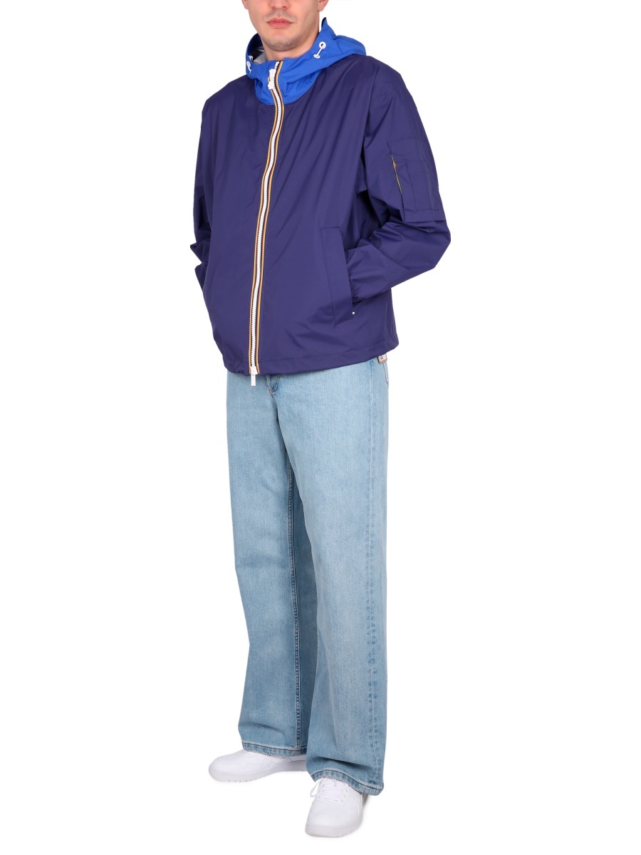K-way Hooded Zipper Casual Jacket In Blue