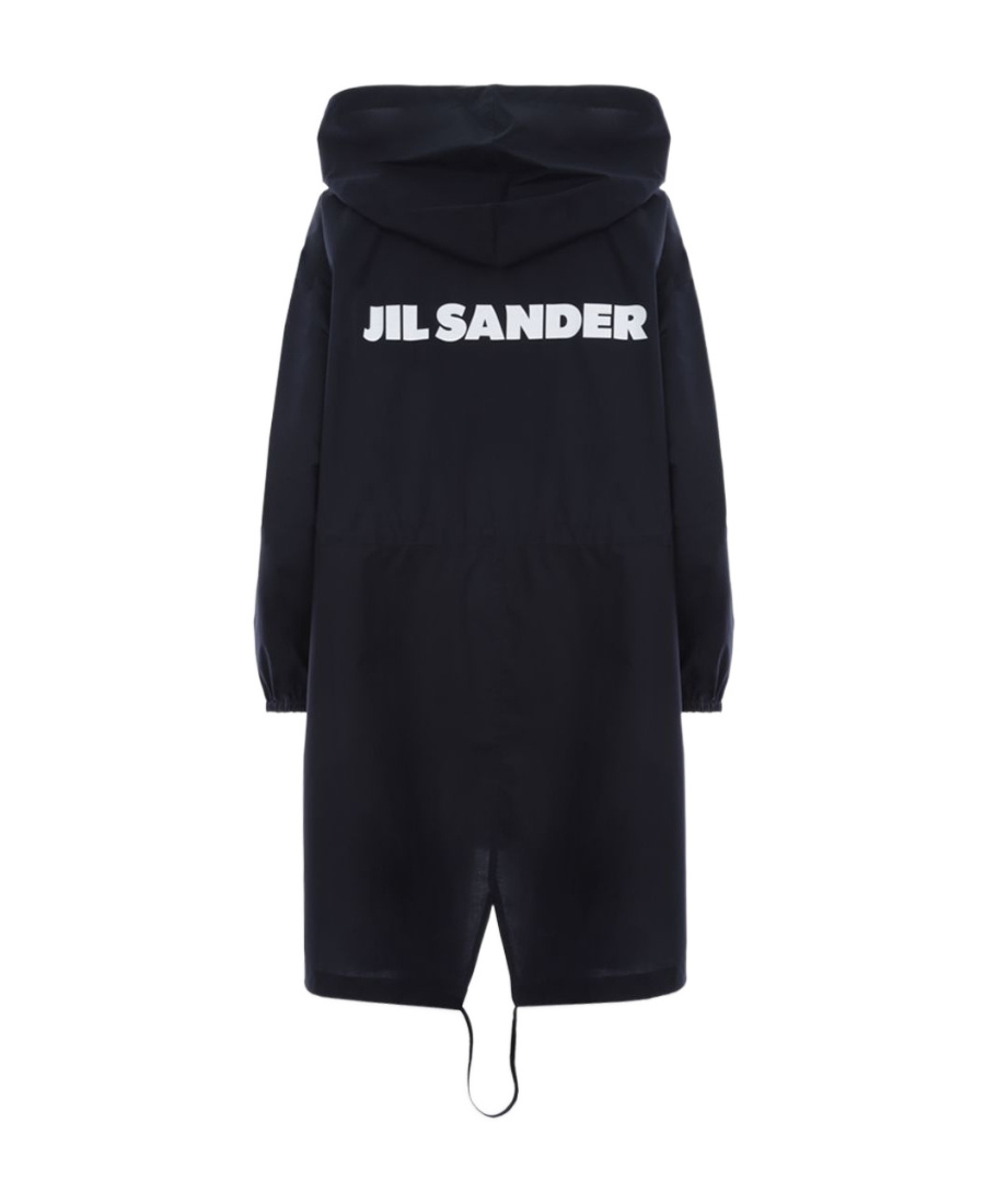Jil Sander Logo-print Hooded Raincoat In Black