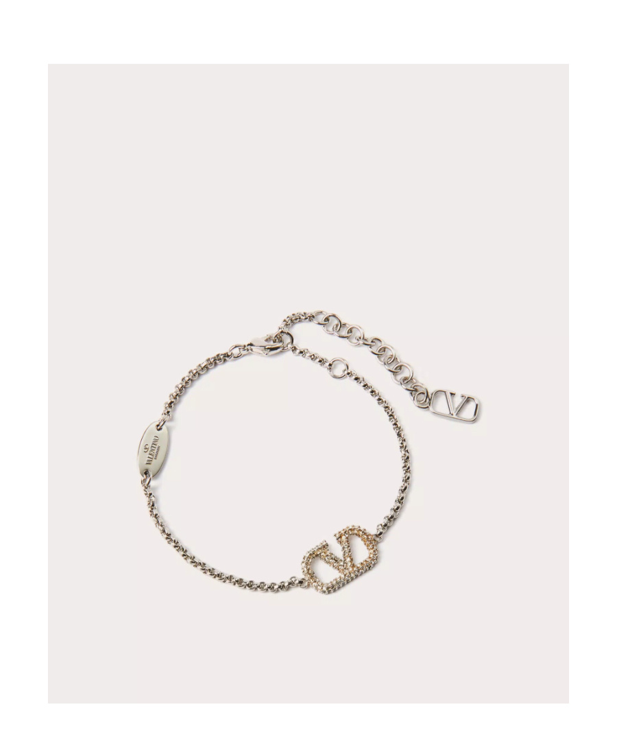 VALENTINO GARAVANI VLOGO SIGNATURE BRACELET IN METAL AND SWAROVSKI CRYSTALS