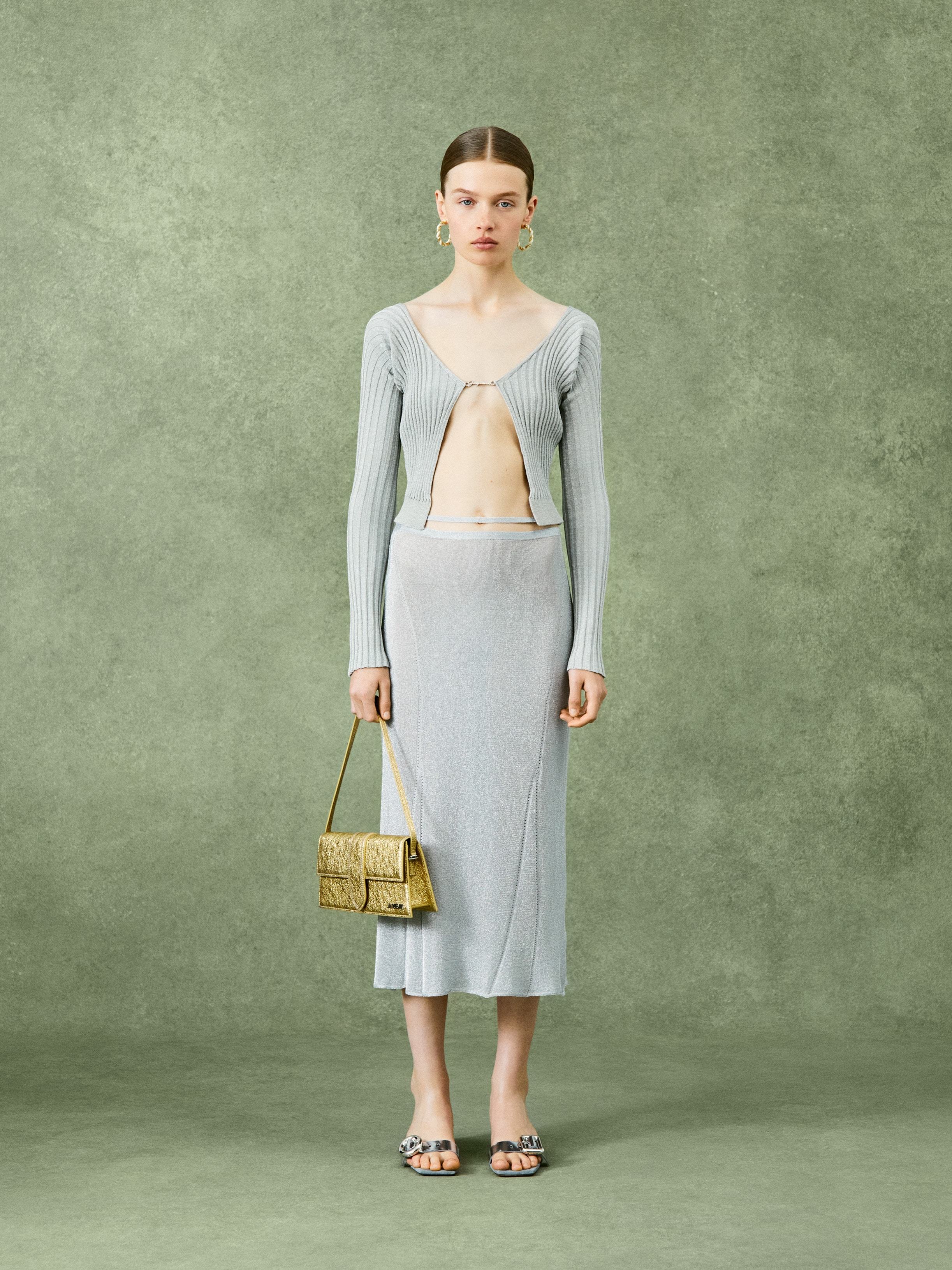Jacquemus Pralu Glitter Cardigan In Gray