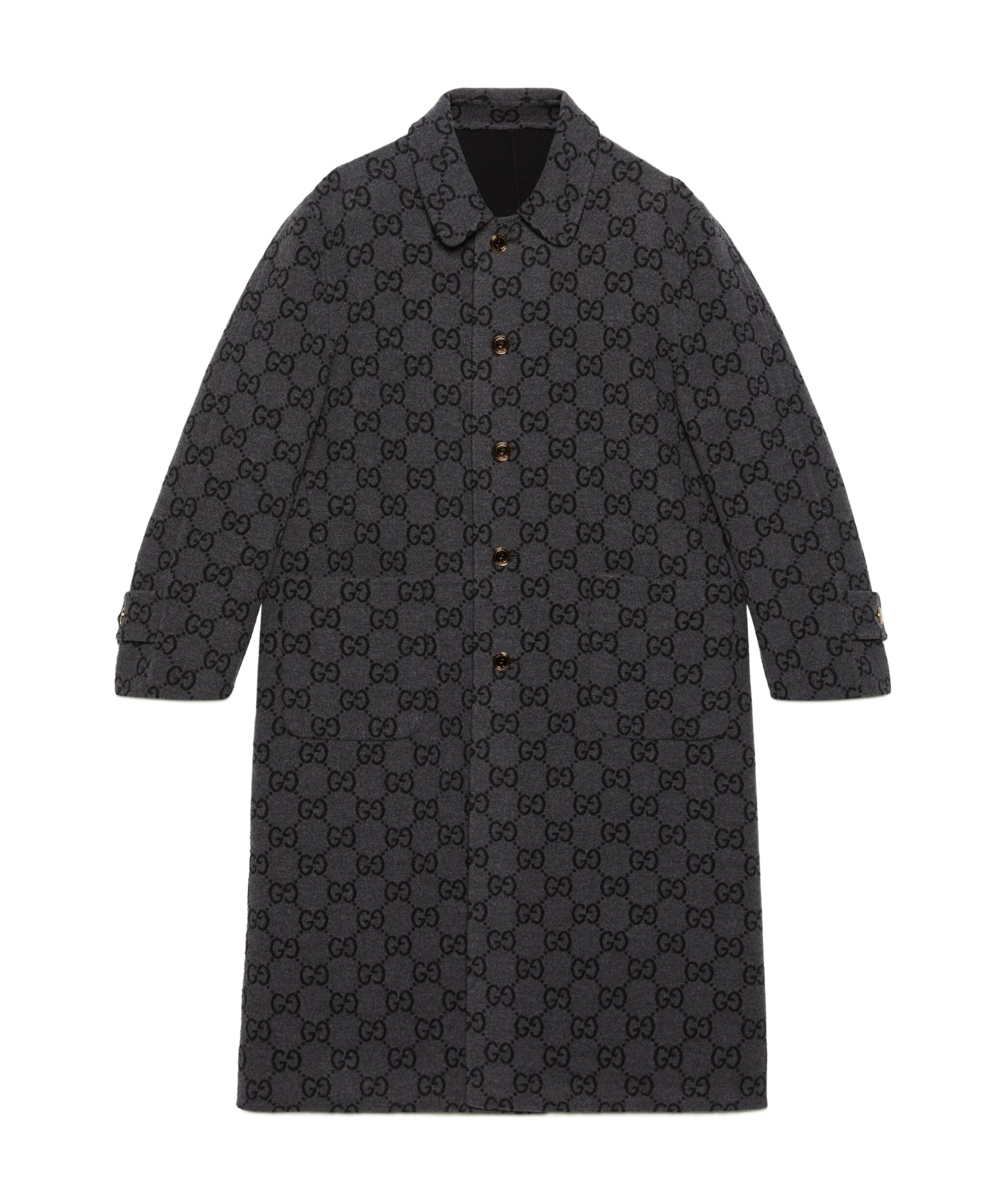 Gucci Buttoned Long-sleeved Reversible Coat In Black