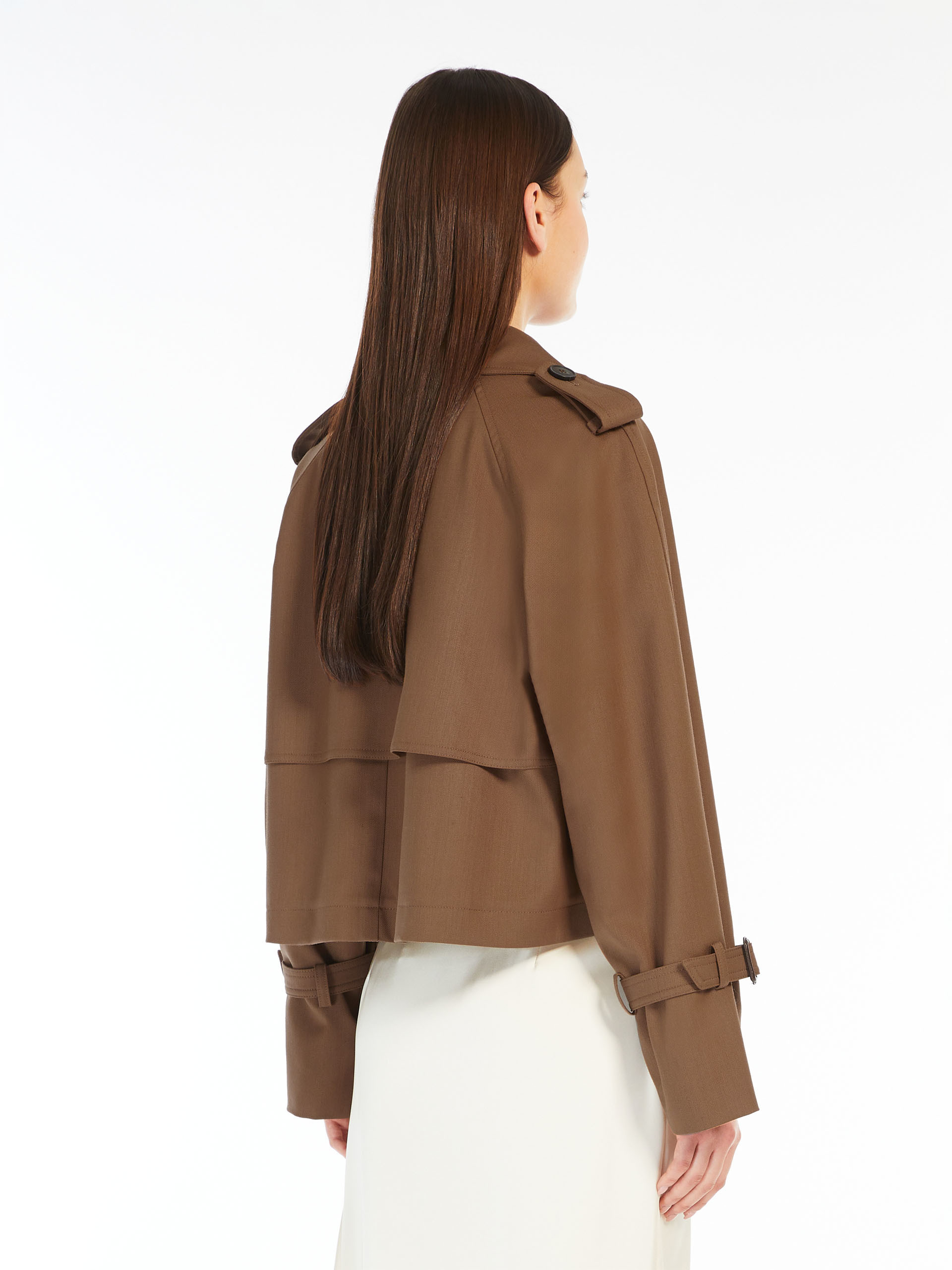 Weekend Max Mara Gabardine Short Wool Jacket In Brown