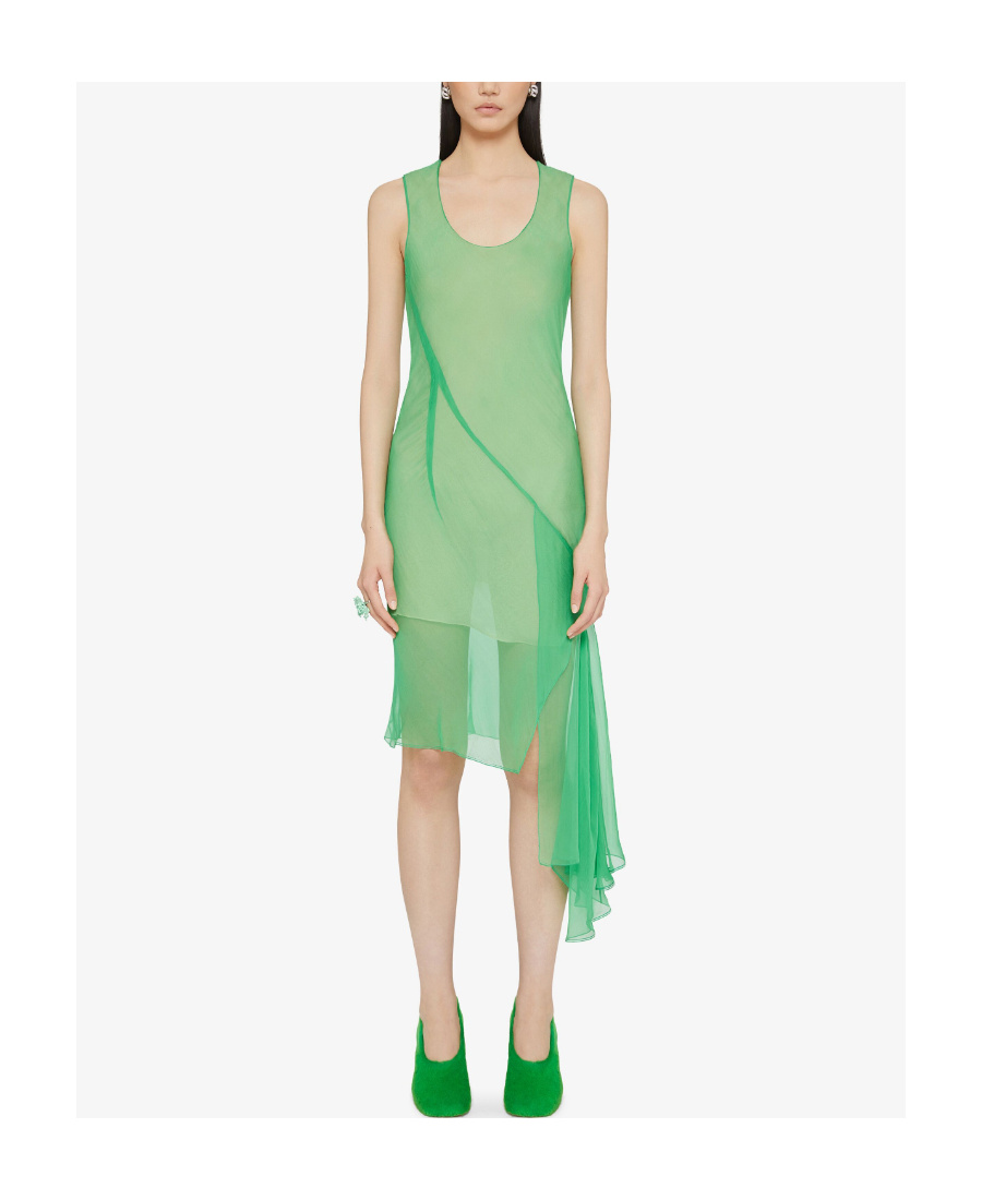 Givenchy Asymmetrical Sleeveless Dress In Green