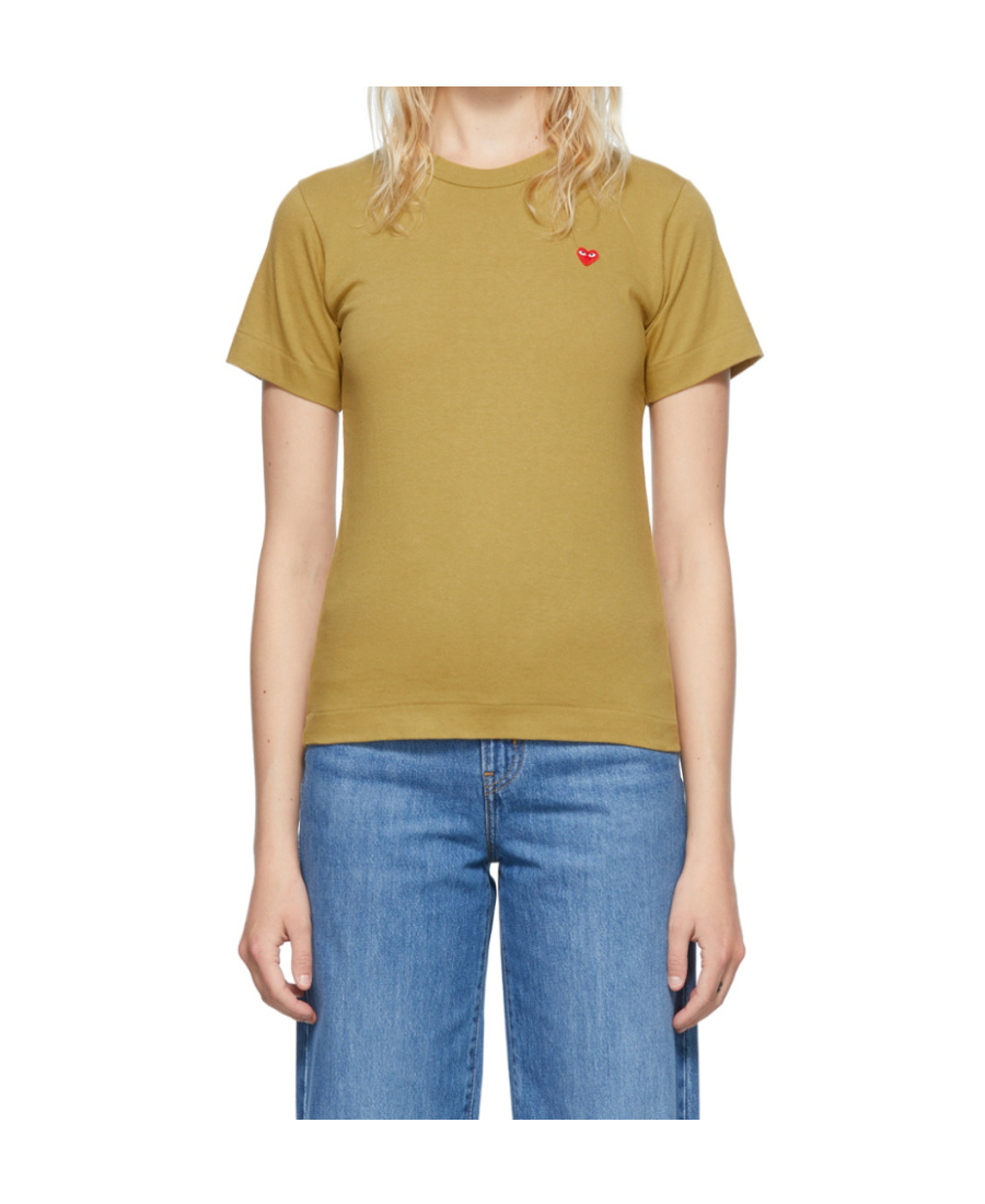 Comme Des Garçons Play Khaki Small Heart T-shirt In Nude