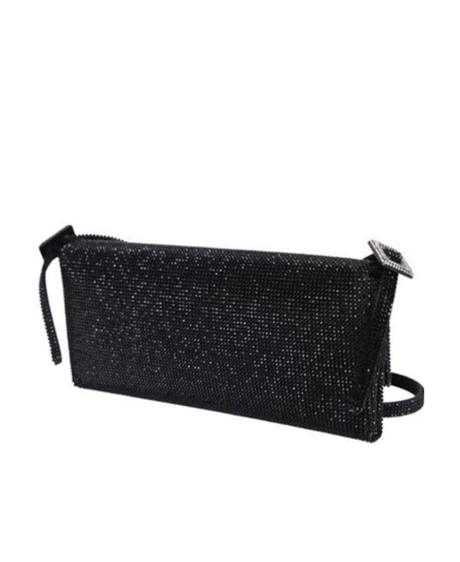 Benedetta Bruzziches Rhinestones Shoulder Bag In Black
