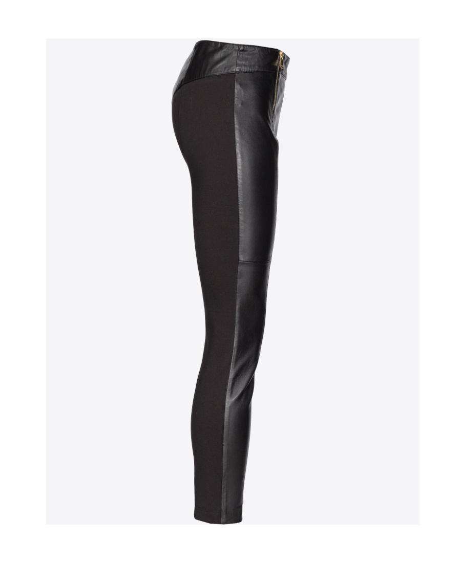 Pinko Zip-up Leather Cropped Trousers In Black