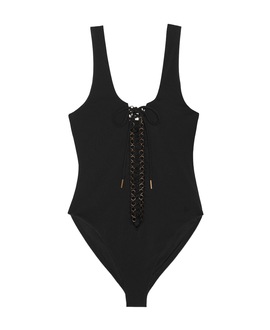 Saint Laurent Saharienne One-piece Swimsuit In Black