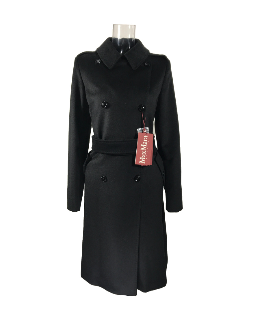 Max Mara Double-breasted Lapel Coat In Black