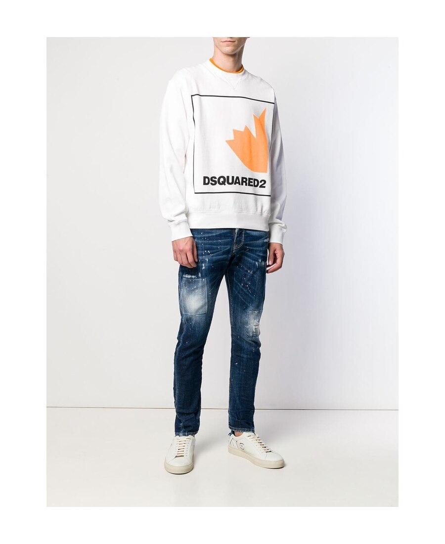 Dsquared2 Faded Skater Jeans With Bleach Patches In Blue