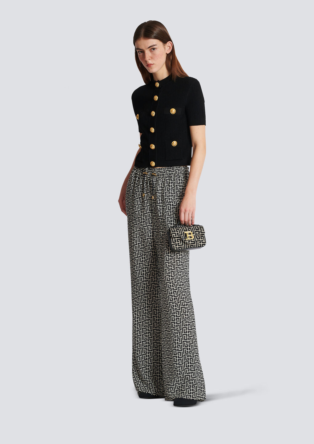 Shop Balmain Buttoned Knitted Cardigan In Black