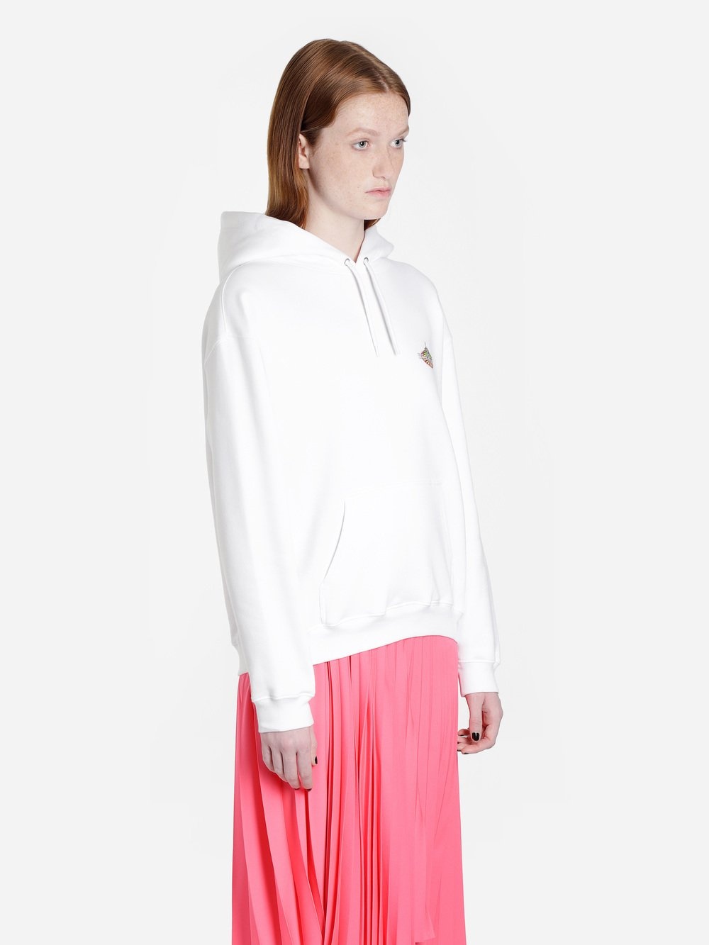 Balenciaga Logo Printed Hooded Sweater In White