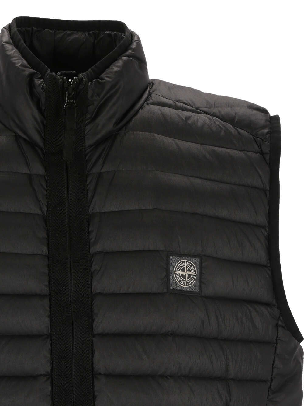 Stone Island Compass-patch Quilted Gilet In Black