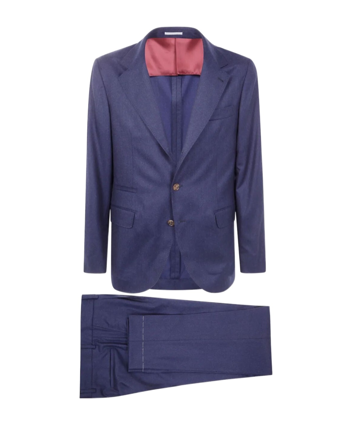 Brunello Cucinelli Tailored Two-button Suit With Contrasting Lining In Blue