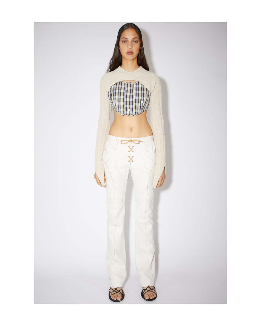 Acne Studios Spliced Leather Trousers In White