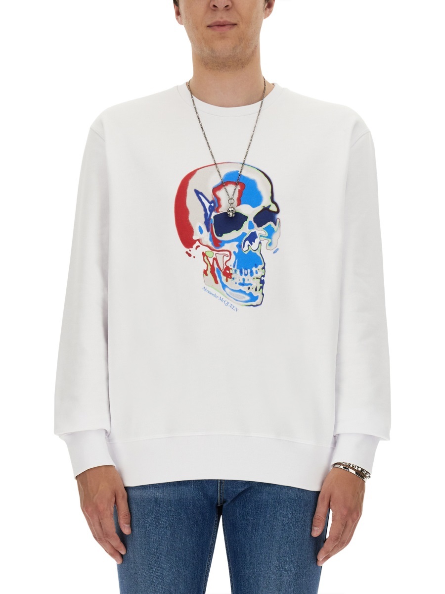 Alexander Mcqueen Men's Skull Sweatshirt In White