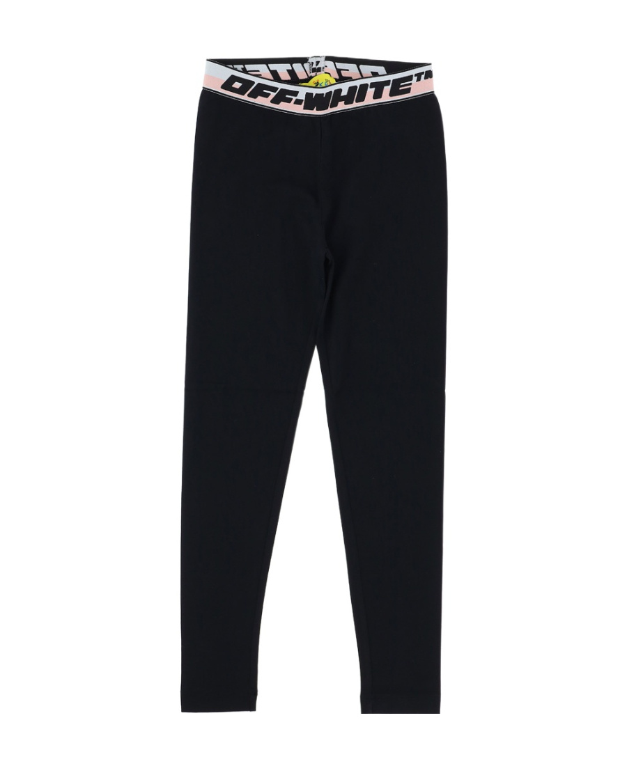 Off-white Logo Waistband Mid-rise Leggings In Black