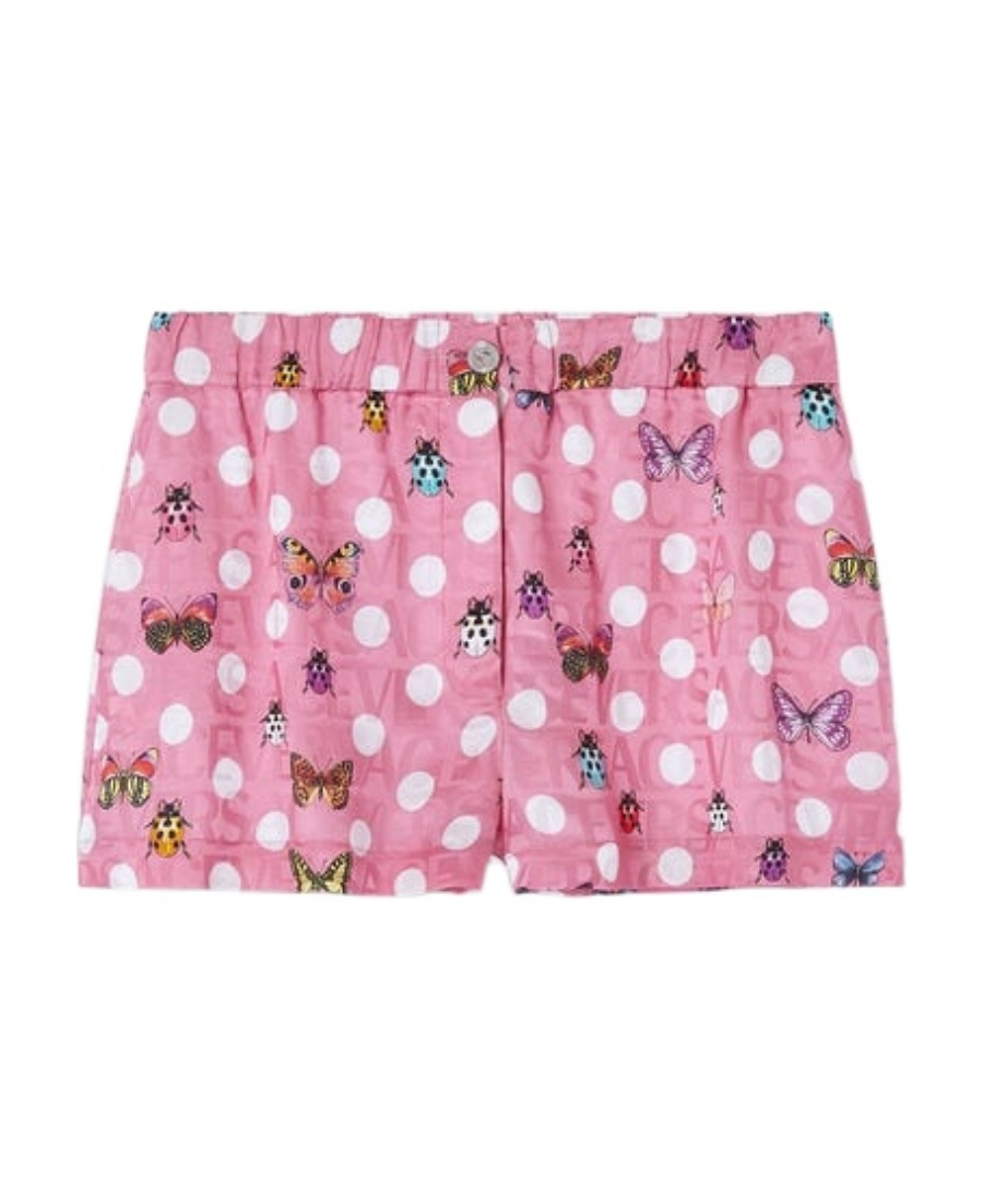 Versace Butterfly Polka Dot Elastic Waist Shorts In Pink