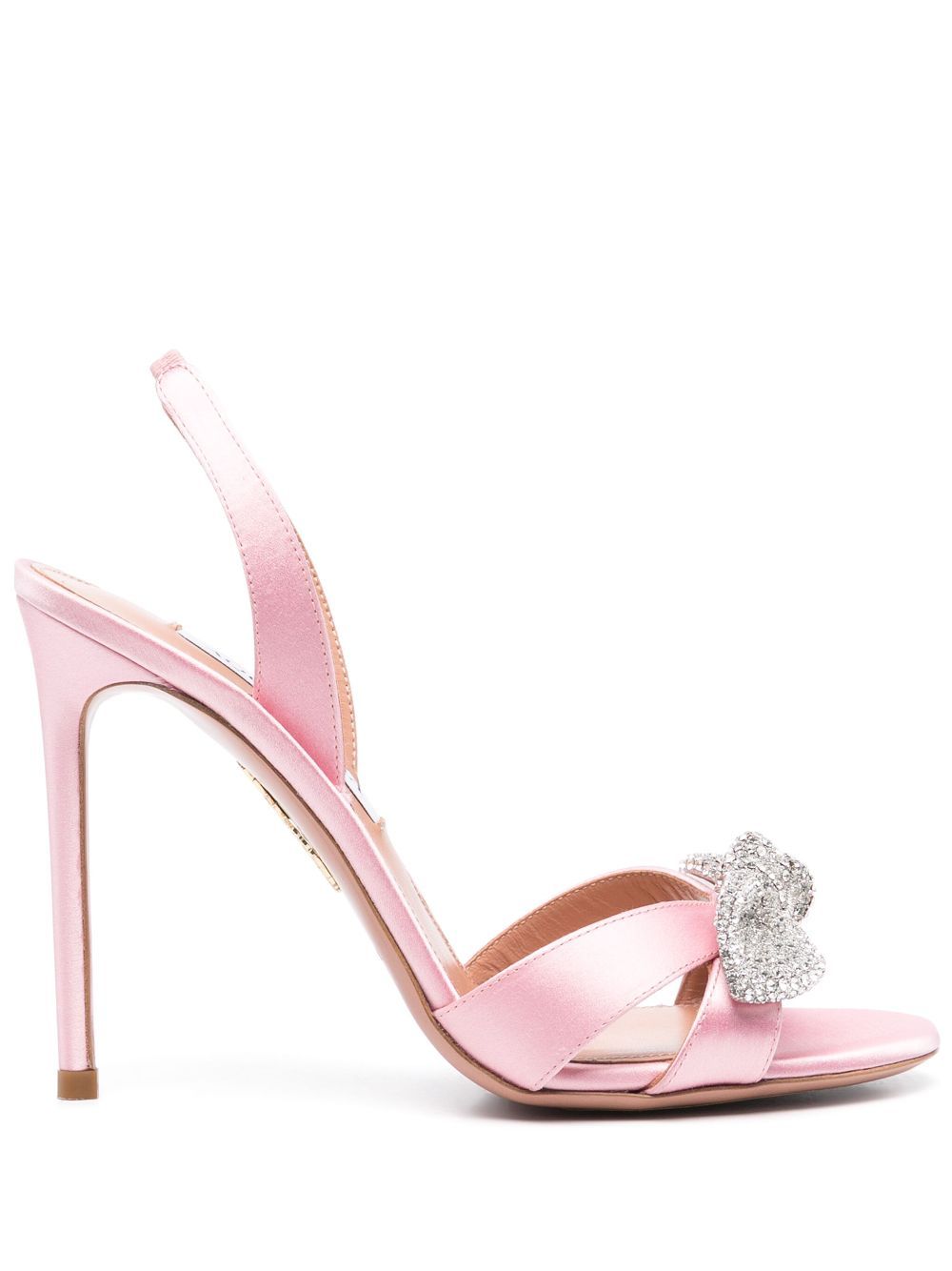 Aquazzura Heel Sandals With Cut-out Detailing And Embellished Bow In Pink