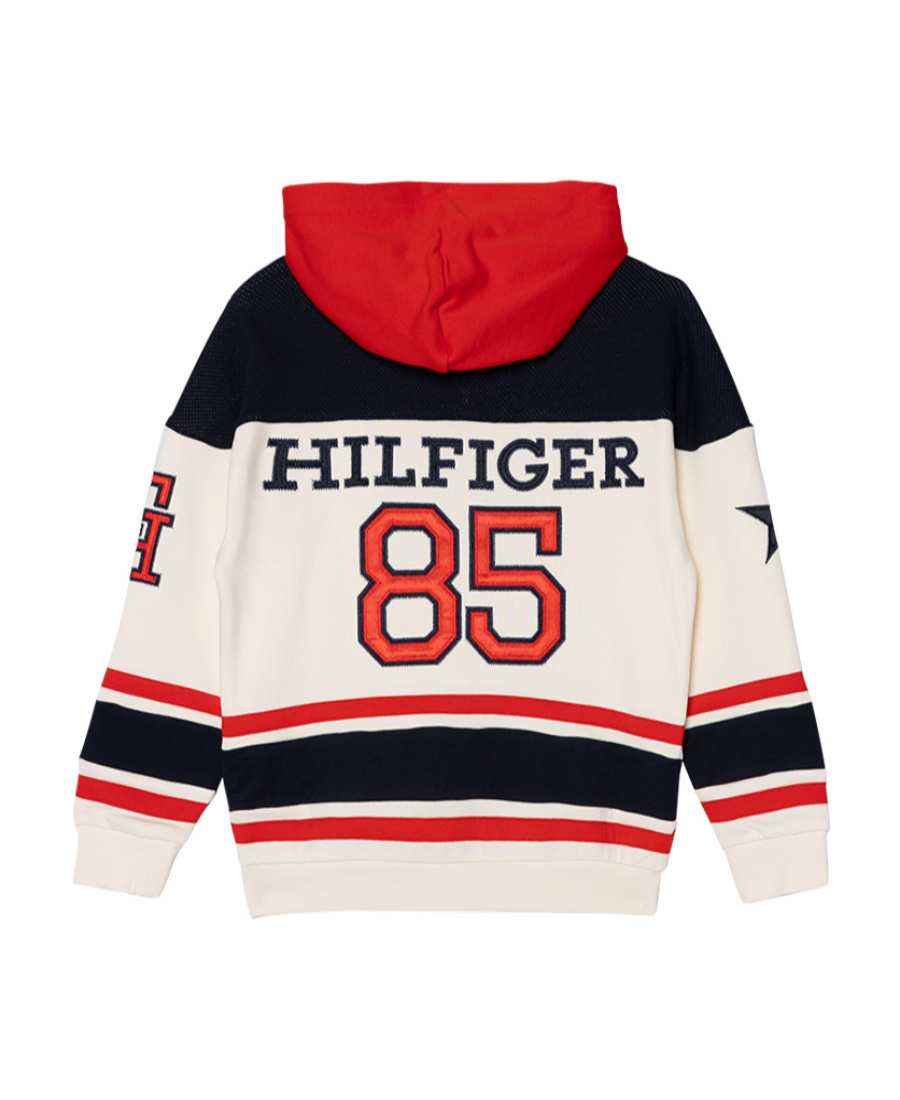 Tommy Hilfiger Logo-patch Colour-block Hoodie In White