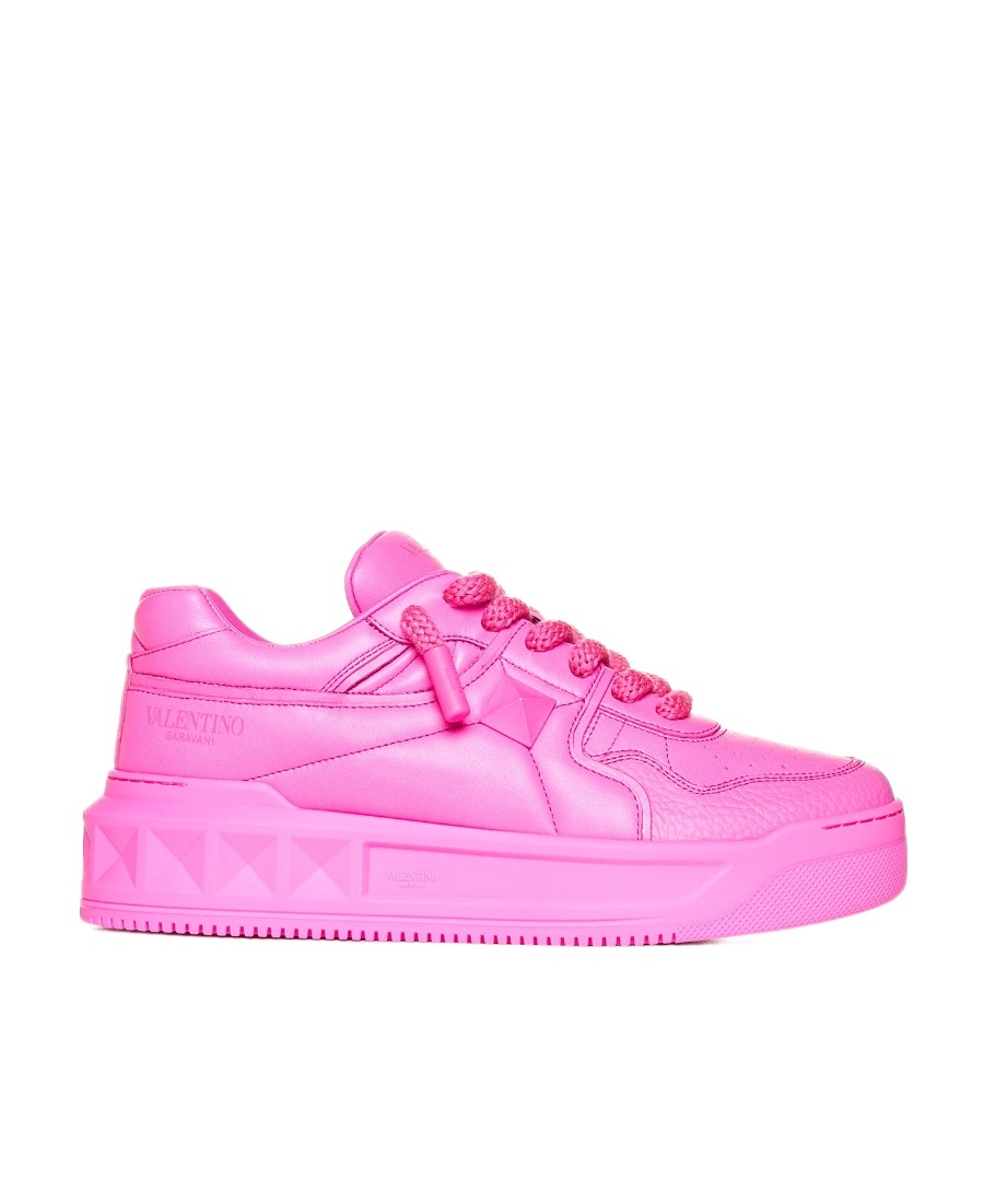 Valentino Garavani Man Sneakers Fuchsia Size 9 Leather In Pink