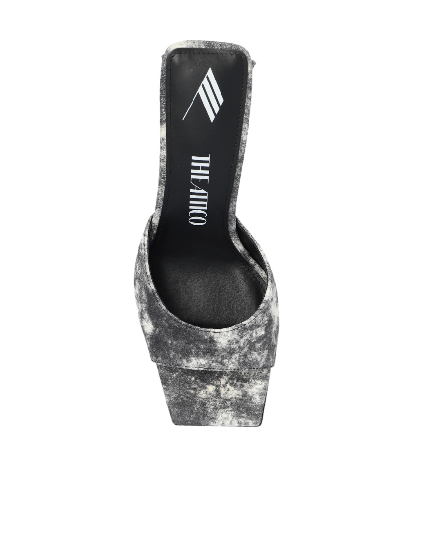 Attico Leather Devon Mules In Gray
