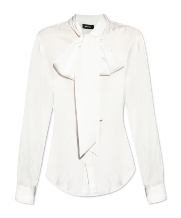 Dsquared2 White Tailored Shirt With Bow Tie Detail In White