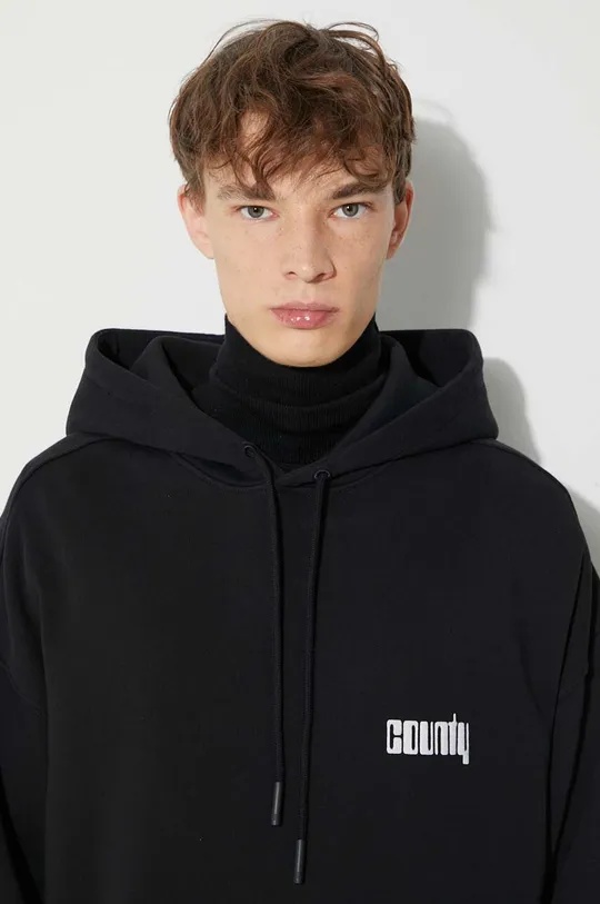 Marcelo Burlon County Of Milan Long-sleeved Hooded Sweater In Black