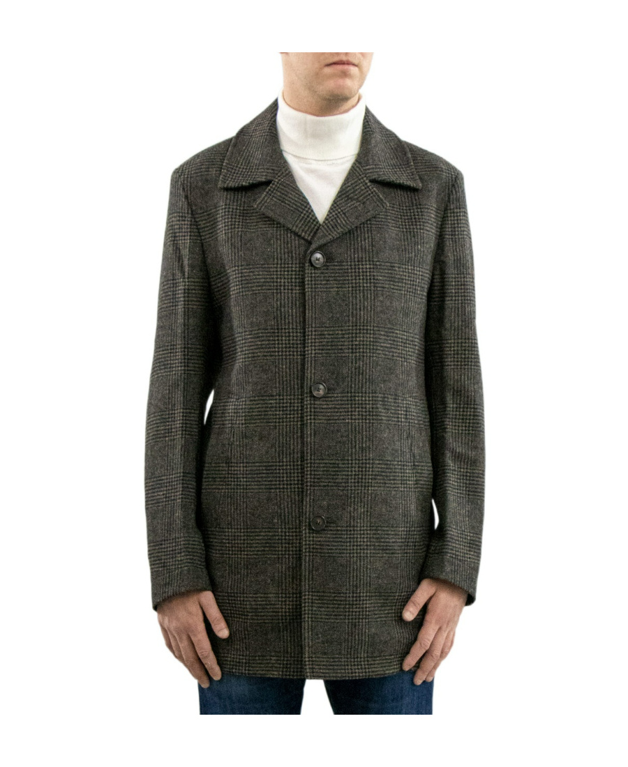 HUGO BOSS PLAID LONG-SLEEVED COAT