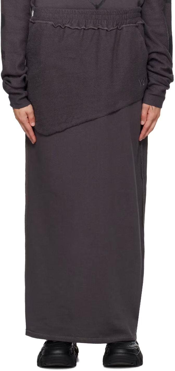 Open Yy Layered Embroidered Skirt In Gray