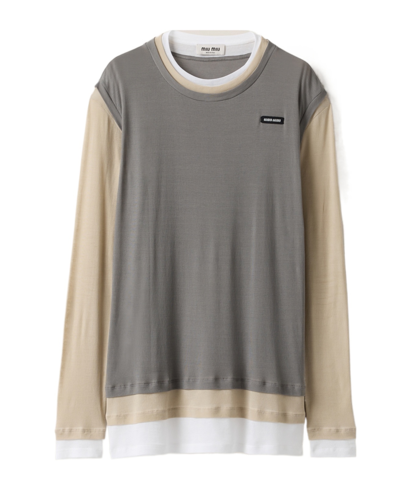 Miu Miu Women Multicolor Cotton T-shirt In Gray