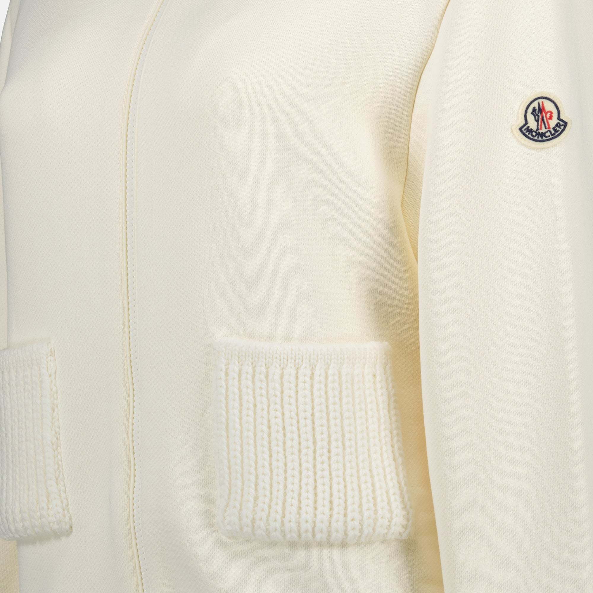 Moncler Hooded Sweatshirt With Zipper In Neutral