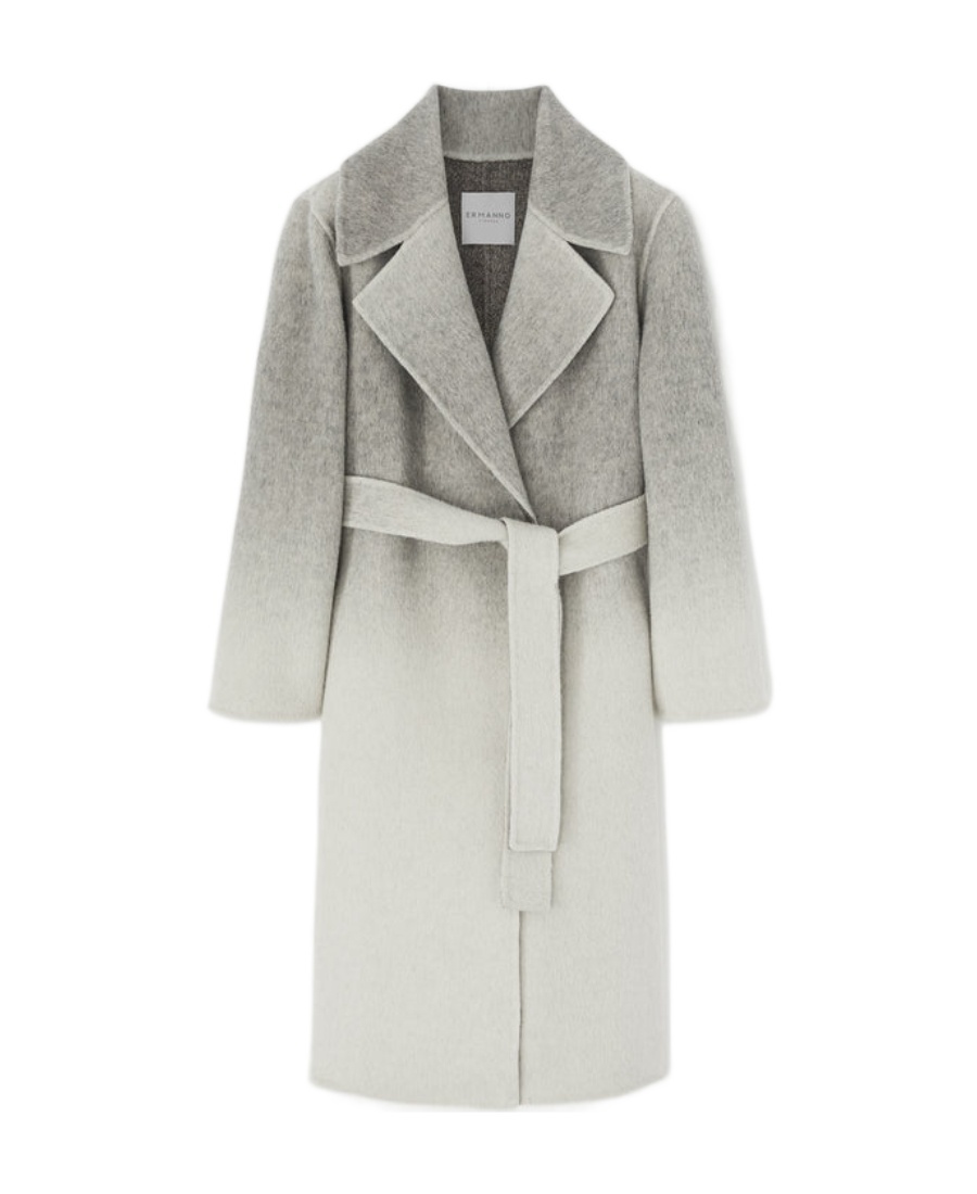 Ermanno Scervino Lapel Long-sleeved Wool Coat In White
